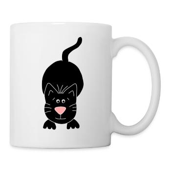 schwarze Katze - Tasse - Weiß - Rechts