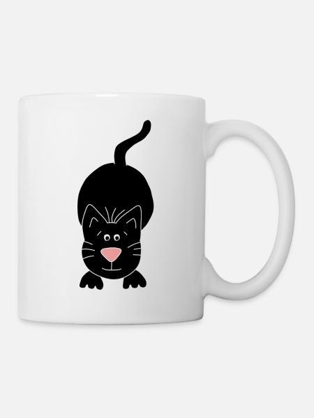 schwarze Katze - Tasse - Weiß