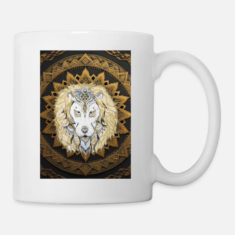 Mandala Leon Kunst - Tasse - Weiß
