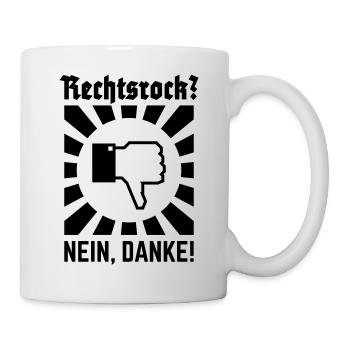Rechtsrock? Nein, Danke! (Strahlen / Black) - Tasse - Weiß - Rechts