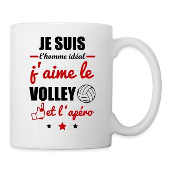 Homme idéal Volley, volleyball, volleyeur - Mug blanc - blanc - Droite