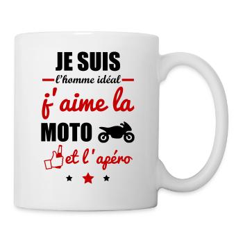 Homme idéal Moto, motard,cadeau - Mug blanc - blanc - Droite