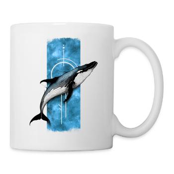 Himmelblauer Leviathan: Blauwal-Majestät - Tasse - Weiß - Rechts