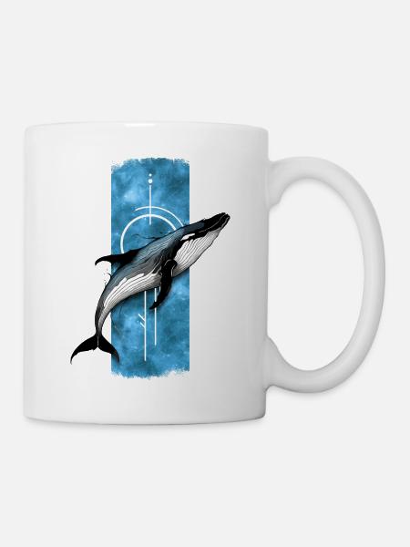 Cerulean Leviathan: Blue Whale Majesty - Mug - white