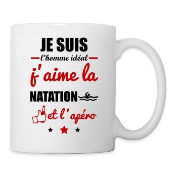 Homme idéal Natation, nageur, piscine - Mug blanc - blanc - Droite