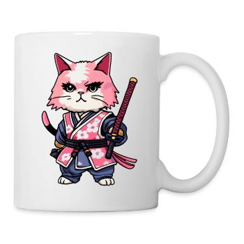 Samurai Cat & Cherry Blossoms #11 - Mug - white - Right