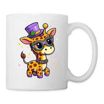 Süße Mardi Gras Giraffe: Comic-Stil - Tasse - Weiß - Rechts