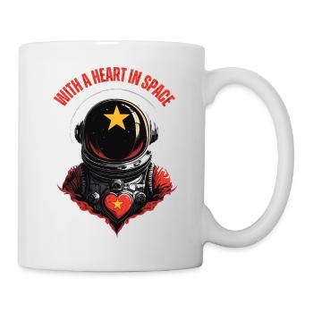 Mit dem Herzen im Weltraum - Tasse - Weiß - Rechts