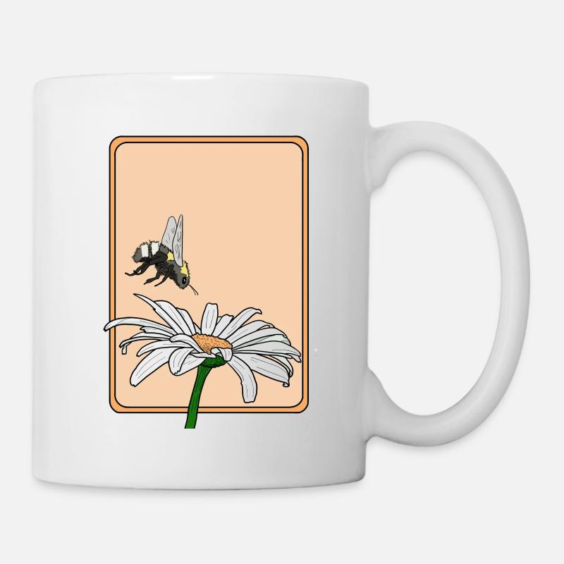 Gänseblümchen und Hummel - Tasse - Weiß