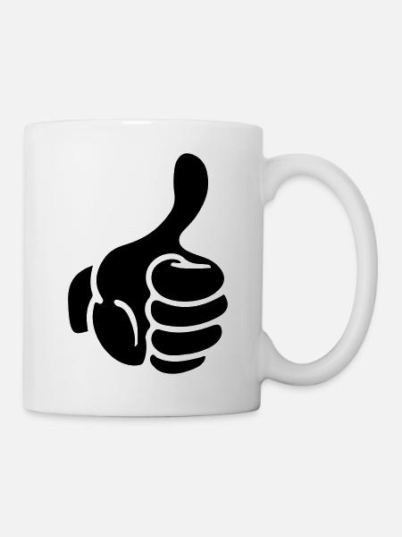 hand thumb like comic - Tasse - Weiß