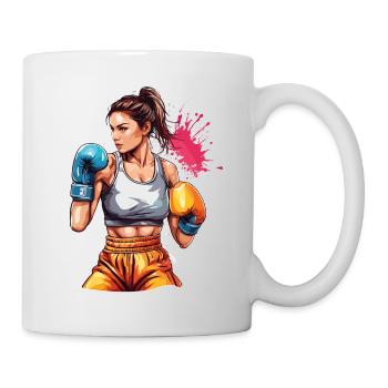 Boxeur / Sports / Combat / Arène / Ring de boxe / Poings - Mug blanc - blanc - Droite