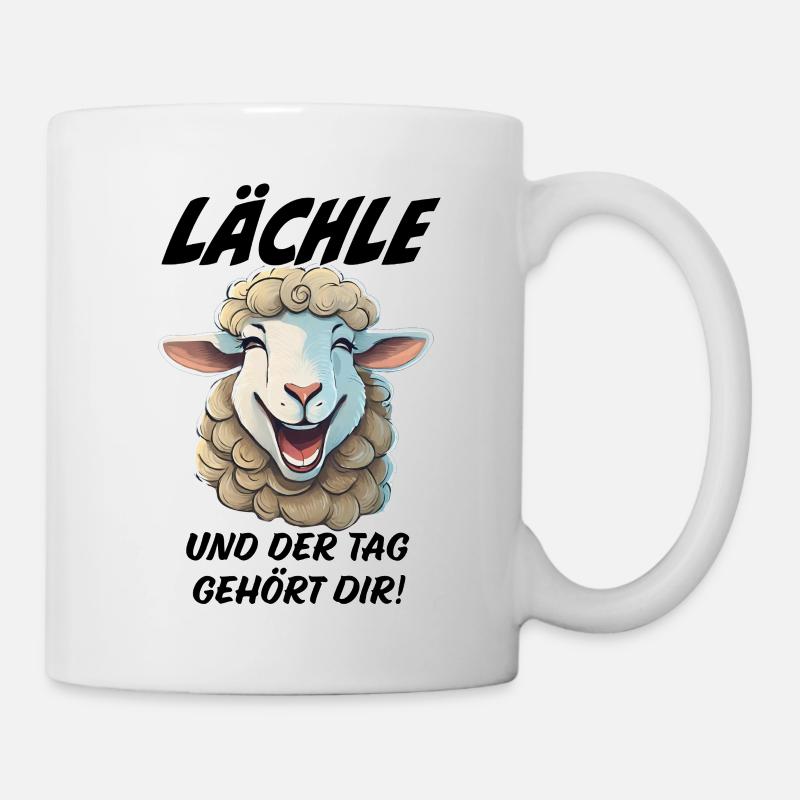 Lächle und der Tag gehört dir Schaf Schafe - Tasse - Weiß