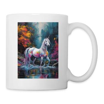Une Licorne avec des taches de couleurs - Mug blanc - blanc - Droite