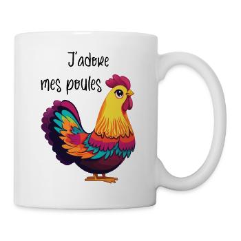 J'adore mes poules ! - Mug blanc - blanc - Droite