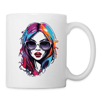 Femme / Jolie / Portrait / Cheveux colorés / Modèle - Mug blanc - blanc - Droite