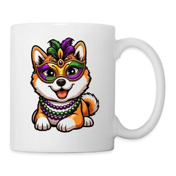 Mardi Gras Shiba Inu, Farbenfroher Hund - Tasse - Weiß - Rechts
