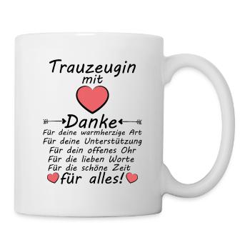 Beste Trauzeugin der Braut Dankeschön Danke sagen - Tasse - Weiß - Rechts