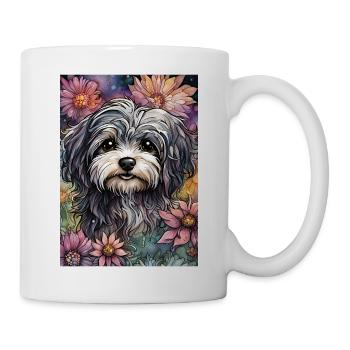 Niedlicher Havaneser Hund in Aquarell - Tasse - Weiß - Rechts