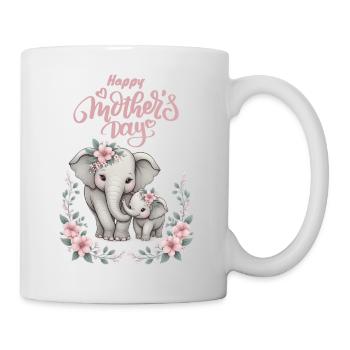 Mother's Love Elephant & Calf Floral Wreath - Tasse - Weiß - Rechts