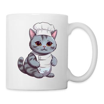 Chat Siamois Mignon Chef Comic Design - Mug blanc - blanc - Droite