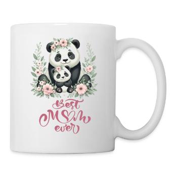 Best Mom Ever Panda Lover Floral Wreath I Mom - Tasse - Weiß - Rechts