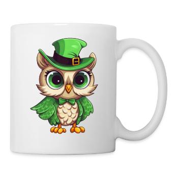 Süße Comic Eule St. Patricks Day Design - Tasse - Weiß - Rechts