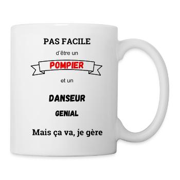 Pas facile d'être Pompier et danseur génial - Mug blanc - blanc - Droite