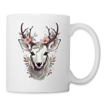 Cerf aux bois fleuris - Mug blanc - blanc - Droite