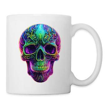Neonfarbener, bunter Totenkopf - Tasse - Weiß - Rechts