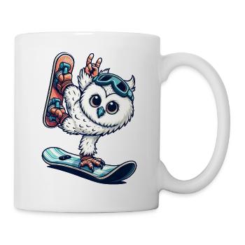 Owl snowboard snowy owl winter sports vacation - Mug - white - Right