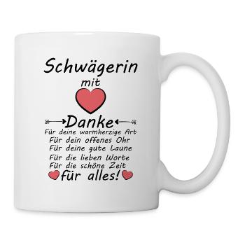Lieblings Schwägerin Danke sagen Dankeschön - Tasse - Weiß - Rechts