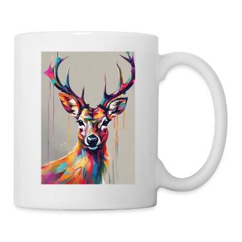 Hirsch bunt - Tasse - Weiß - Rechts