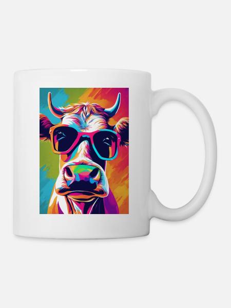 Kuh mit Brille - Tasse - Weiß