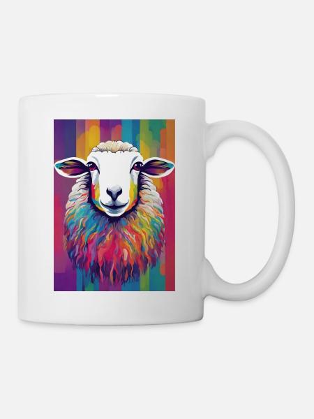 Buntes Schaf - Tasse - Weiß