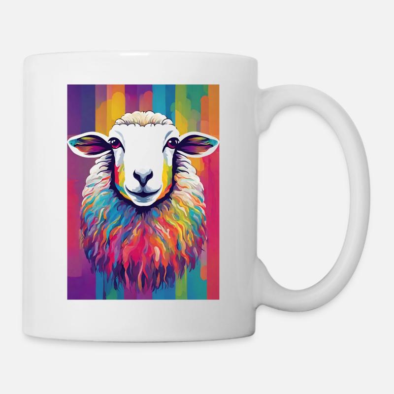 Buntes Schaf - Tasse - Weiß