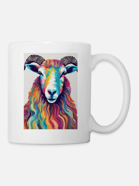 Bunter Schafbock - Tasse - Weiß