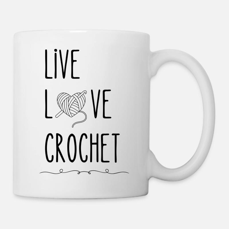 Live Love Crochet Häkeln - Mug - white
