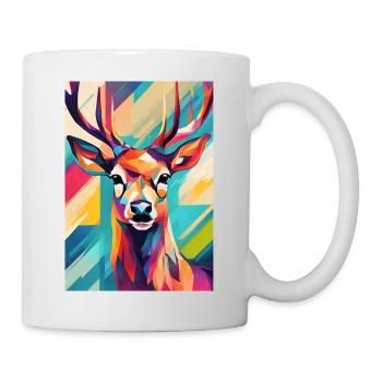Tête de cerf colorée - Mug blanc - blanc - Droite