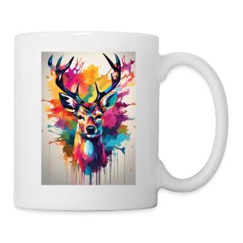 Bunter Hirschkopf - Tasse - Weiß - Rechts