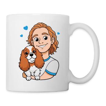 Cavalier King Charles Spaniel Kuscheln mit Mensch - Tasse - Weiß - Rechts