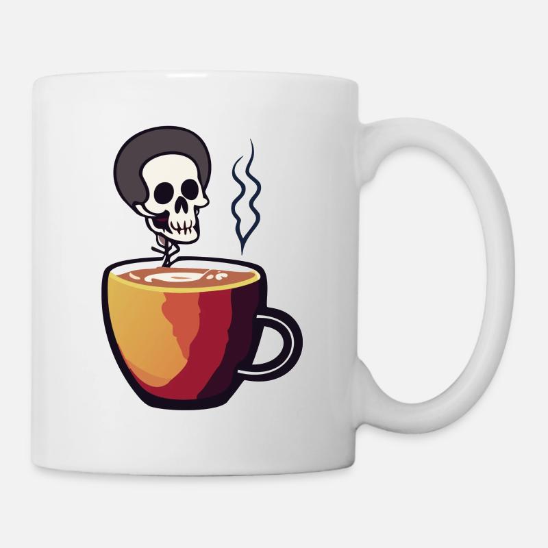 Koffein-Knochen: Das Skelett im Café - Tasse - Weiß