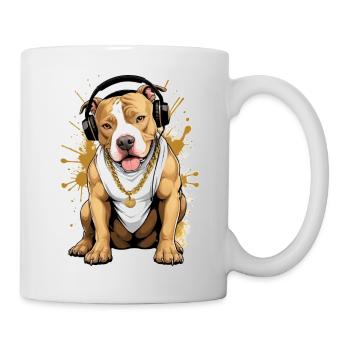 Chien bouledogue avec écouteurs - Mug blanc - blanc - Droite