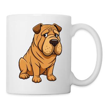 Worried Shar Pei Wrinkle Brow Artwork - Mug - white - Right