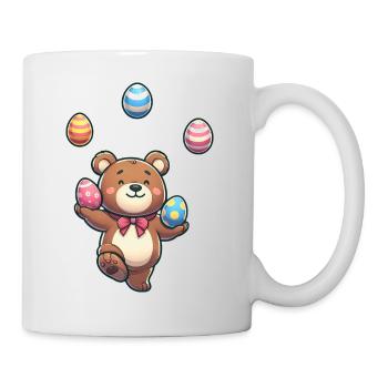 Ostern Bär Jongliert mit Ostereiern Süßes Cartoon - Tasse - Weiß - Rechts