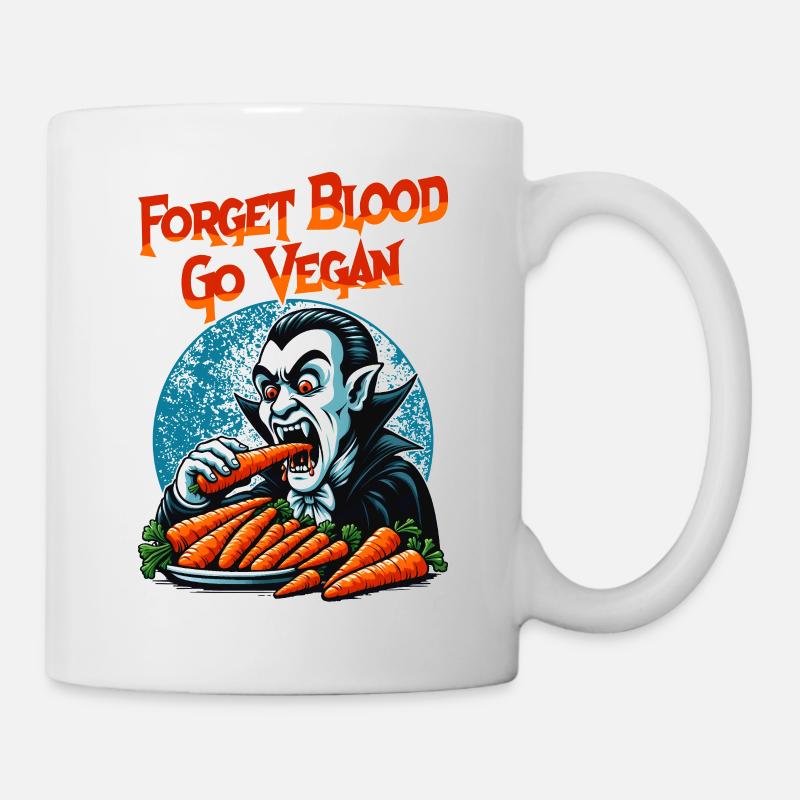 Forget Blood Go Vegan Vegetarian Vampire - Mug - white