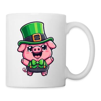 St. Patricks Day Schwein Cartoon - Tasse - Weiß - Rechts