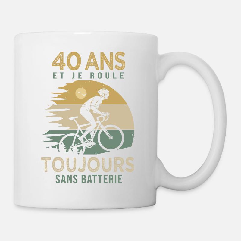 40 ans cadeau vélo 40 anniversaire velo - Mug blanc - blanc