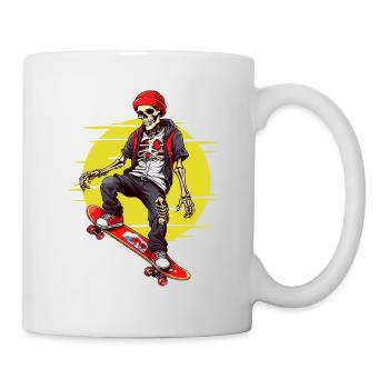 Skateboard Squelette - Mug blanc - blanc - Droite