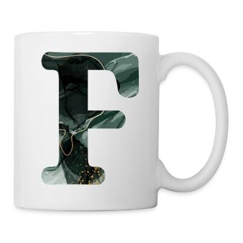 Lettre f marbré vert - Mug blanc - blanc - Droite