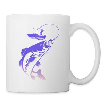 fisch, fisch, angeln, see, meer, angeln, fauna, exotisch - Tasse - Weiß - Rechts
